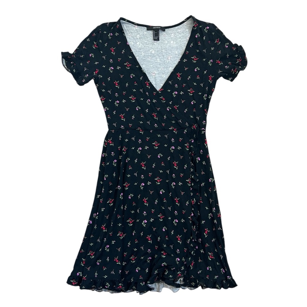 Forever 21 Black Ruffle Floral Wrap Dress 🥀